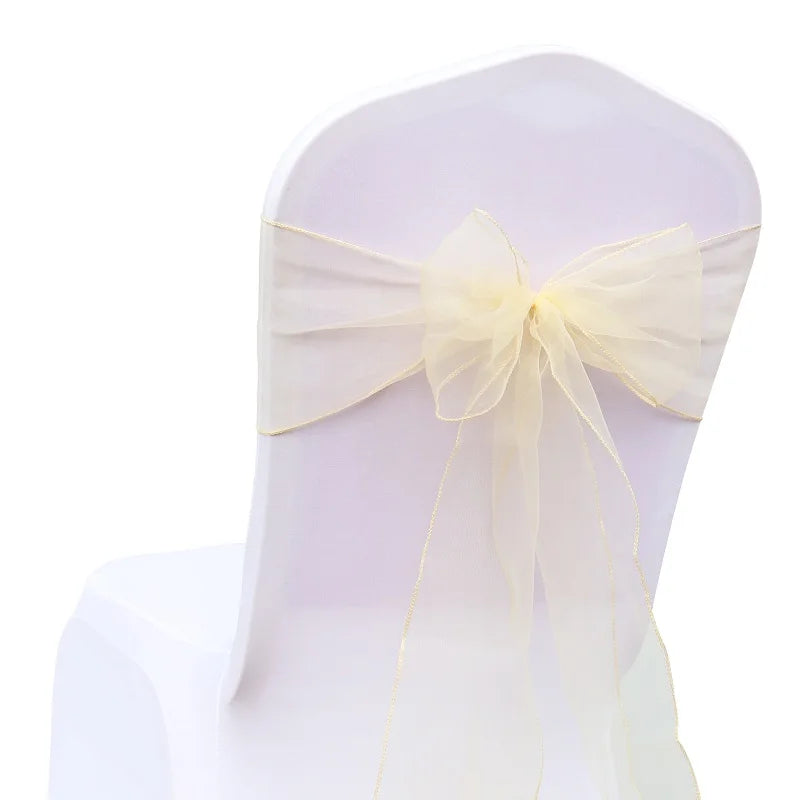 Organza Chair Sashes Bow Band Knot Chair Cover Tulle For Wedding Banquet Christmas Event Party Decoration party decoration