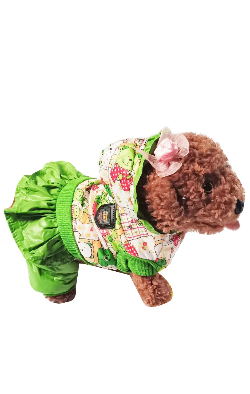 Green Bear Pattern Dog Clothes Winter Warm Pet Dog Jacket Coat Puppy Chihuahua Clothing Hoodies For Small Medium Dogs