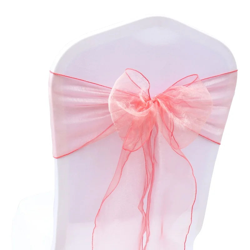 Organza Chair Sashes Bow Band Knot Chair Cover Tulle For Wedding Banquet Christmas Event Party Decoration party decoration