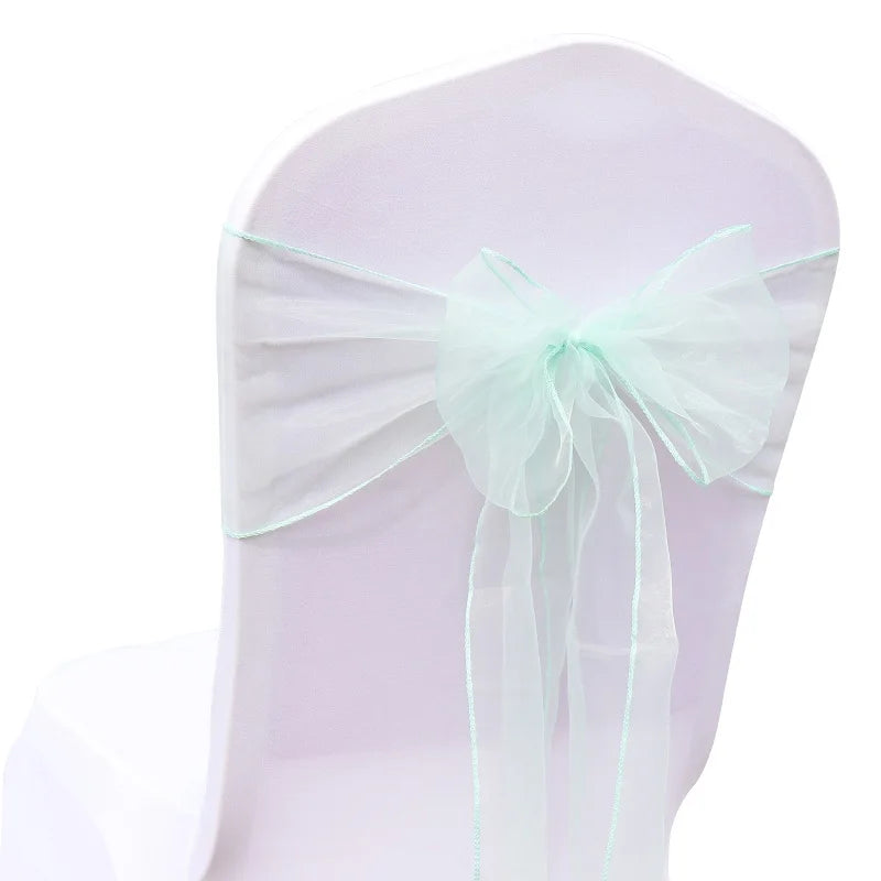 Organza Chair Sashes Bow Band Knot Chair Cover Tulle For Wedding Banquet Christmas Event Party Decoration party decoration