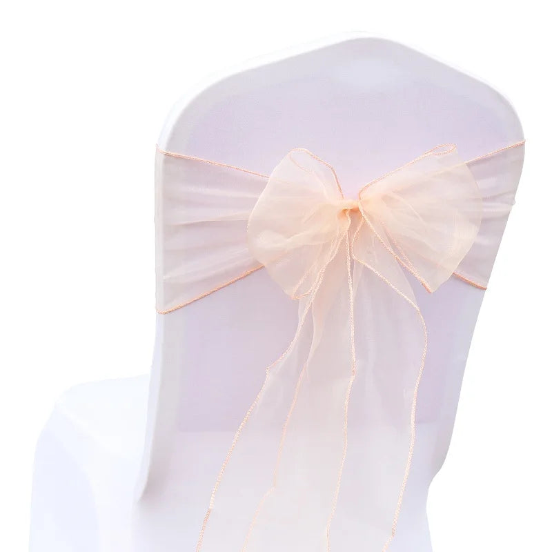 Organza Chair Sashes Bow Band Knot Chair Cover Tulle For Wedding Banquet Christmas Event Party Decoration party decoration