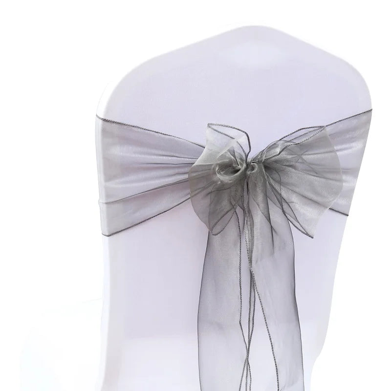 Organza Chair Sashes Bow Band Knot Chair Cover Tulle For Wedding Banquet Christmas Event Party Decoration party decoration