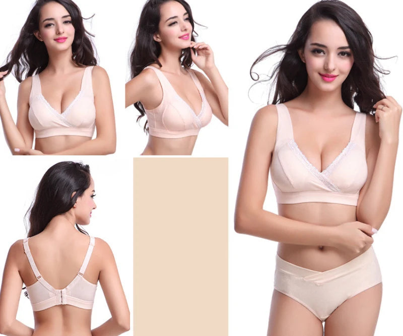 Cotton Maternity Bra+Panties sets Nursing Bras Pregnancy Women Underwear Feeding Breastfeeding Nursing Bra Underwear