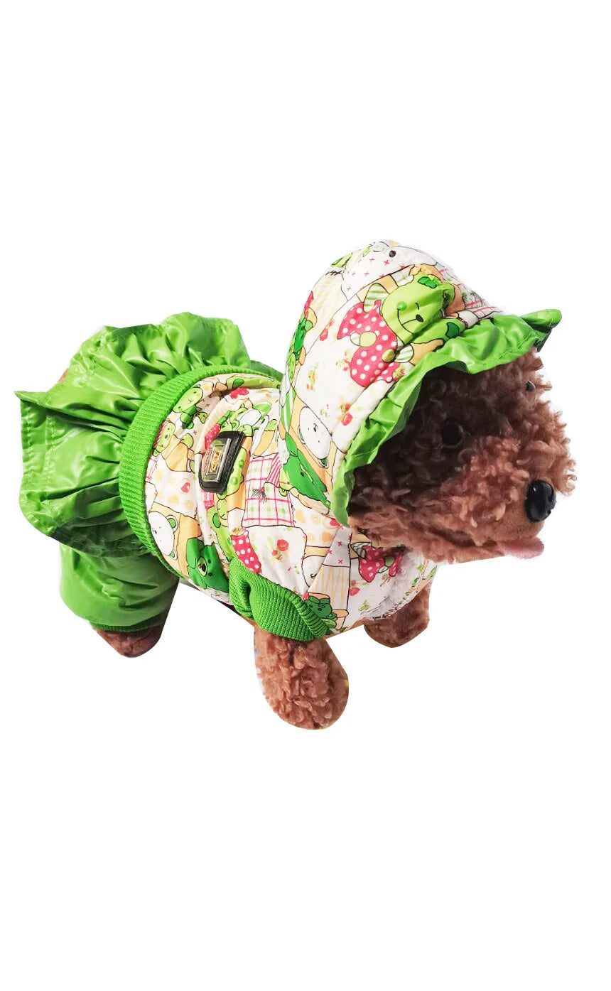 Green Bear Pattern Dog Clothes Winter Warm Pet Dog Jacket Coat Puppy Chihuahua Clothing Hoodies For Small Medium Dogs