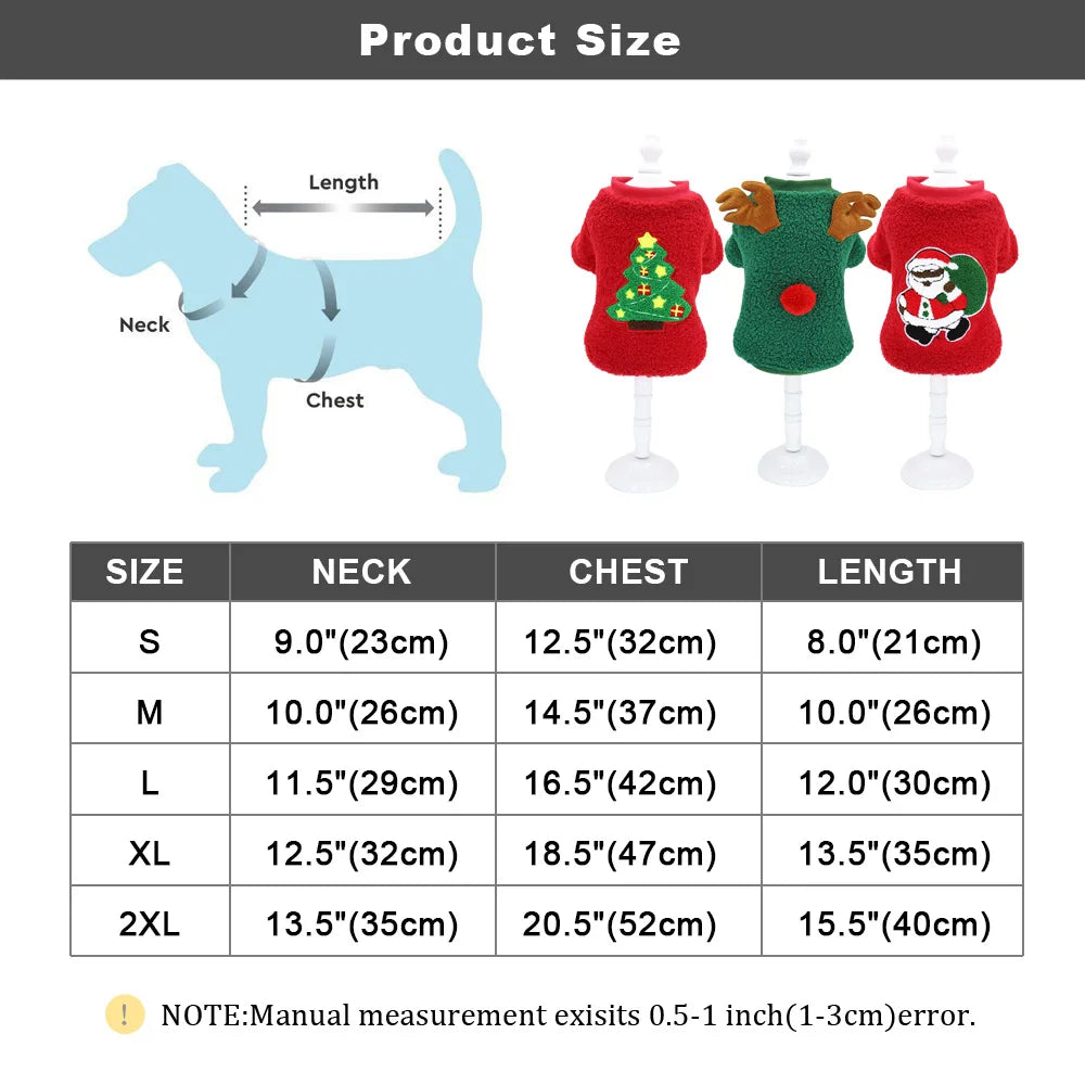 Cute Christmas Dog Clothes New Year Small Dog Cat Christmas Sweater Costume Pet Clothing Outfit For Chihuahua Yorkshire Puppy