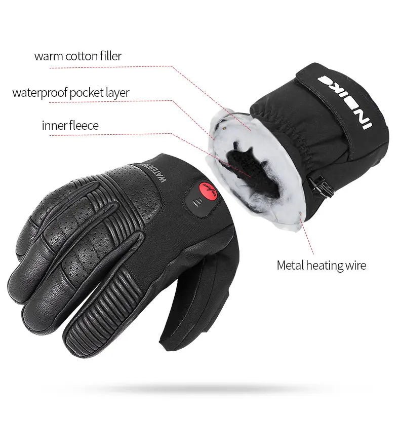 INBIKE Winter Heating Gloves for Motorcycle Electric Thermal Cycling Gloves USB Rechargeable Waterproof Riding Motor Accessories