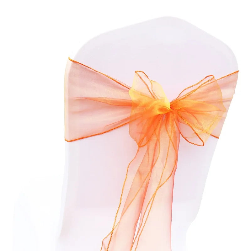 Organza Chair Sashes Bow Band Knot Chair Cover Tulle For Wedding Banquet Christmas Event Party Decoration party decoration