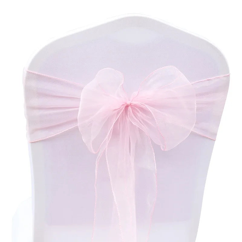 Organza Chair Sashes Bow Band Knot Chair Cover Tulle For Wedding Banquet Christmas Event Party Decoration party decoration