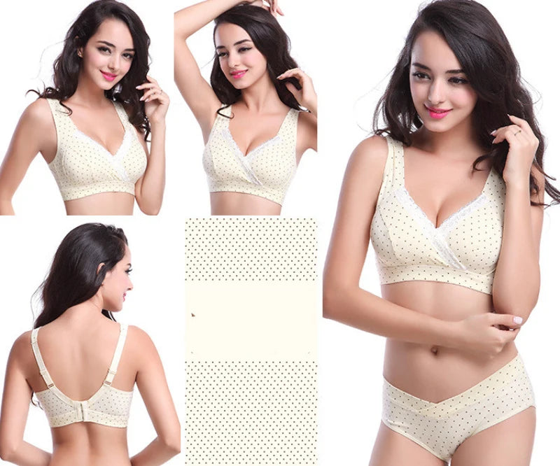 Cotton Maternity Bra+Panties sets Nursing Bras Pregnancy Women Underwear Feeding Breastfeeding Nursing Bra Underwear