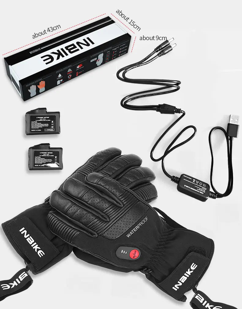 INBIKE Winter Heating Gloves for Motorcycle Electric Thermal Cycling Gloves USB Rechargeable Waterproof Riding Motor Accessories