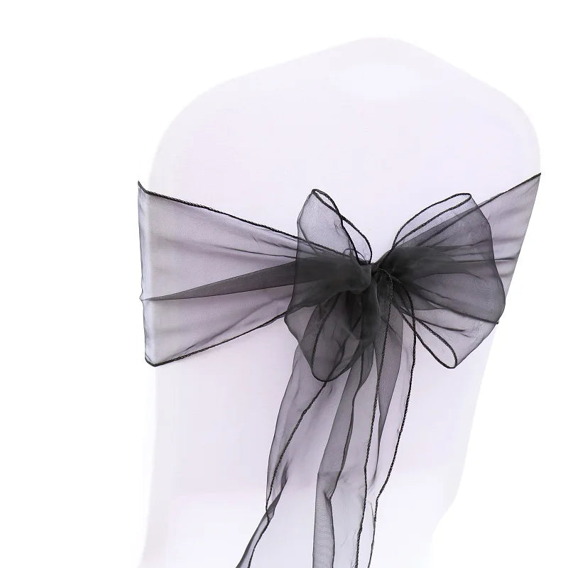 Organza Chair Sashes Bow Band Knot Chair Cover Tulle For Wedding Banquet Christmas Event Party Decoration party decoration