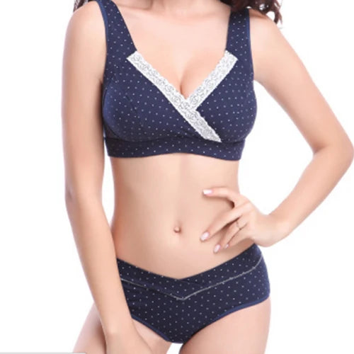 Cotton Maternity Bra+Panties sets Nursing Bras Pregnancy Women Underwear Feeding Breastfeeding Nursing Bra Underwear