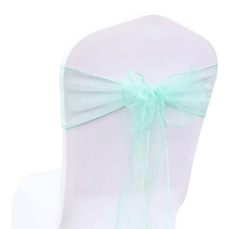 Organza Chair Sashes Bow Band Knot Chair Cover Tulle For Wedding Banquet Christmas Event Party Decoration party decoration