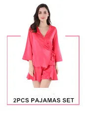 Female Kimono Robe Gown 2PCS Nighty&Robe Suit Satin Nightwear Bridal Wedding Gift Casual Intimate Lingerie Sleep Set Homewear