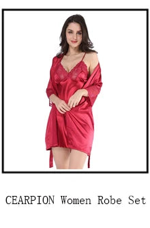 Female Kimono Robe Gown 2PCS Nighty&Robe Suit Satin Nightwear Bridal Wedding Gift Casual Intimate Lingerie Sleep Set Homewear