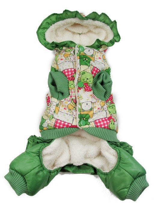 Green Bear Pattern Dog Clothes Winter Warm Pet Dog Jacket Coat Puppy Chihuahua Clothing Hoodies For Small Medium Dogs