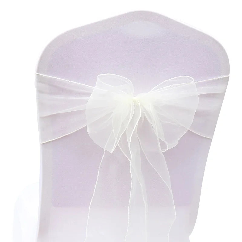 Organza Chair Sashes Bow Band Knot Chair Cover Tulle For Wedding Banquet Christmas Event Party Decoration party decoration