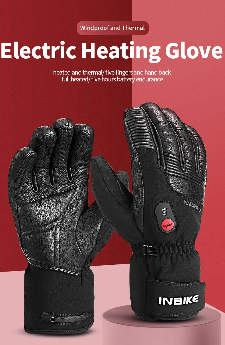 INBIKE Winter Heating Gloves for Motorcycle Electric Thermal Cycling Gloves USB Rechargeable Waterproof Riding Motor Accessories