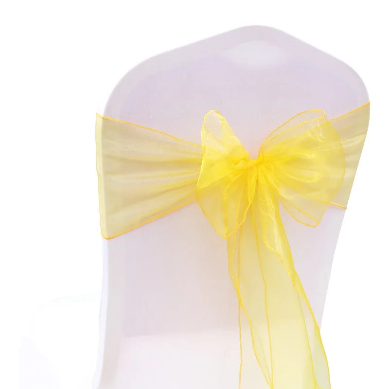 Organza Chair Sashes Bow Band Knot Chair Cover Tulle For Wedding Banquet Christmas Event Party Decoration party decoration