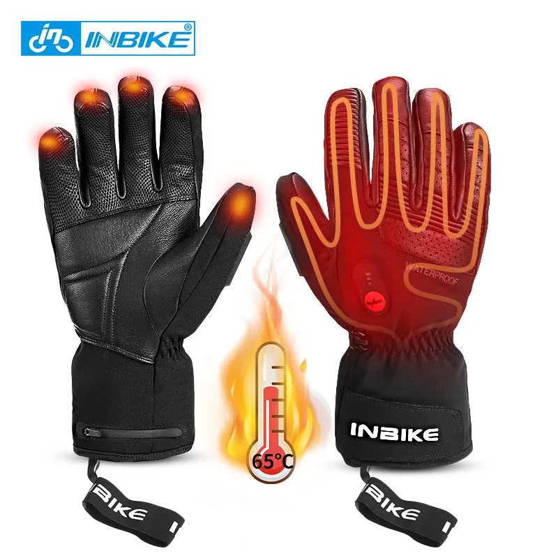 INBIKE Winter Heating Gloves for Motorcycle Electric Thermal Cycling Gloves USB Rechargeable Waterproof Riding Motor Accessories