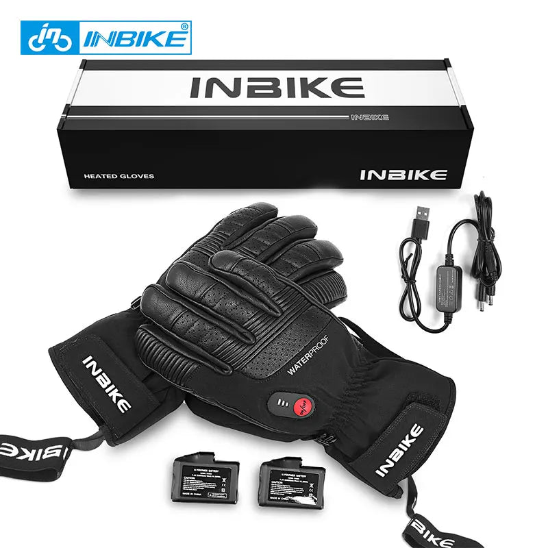 INBIKE Winter Heating Gloves for Motorcycle Electric Thermal Cycling Gloves USB Rechargeable Waterproof Riding Motor Accessories