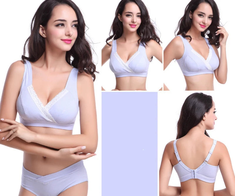 Cotton Maternity Bra+Panties sets Nursing Bras Pregnancy Women Underwear Feeding Breastfeeding Nursing Bra Underwear