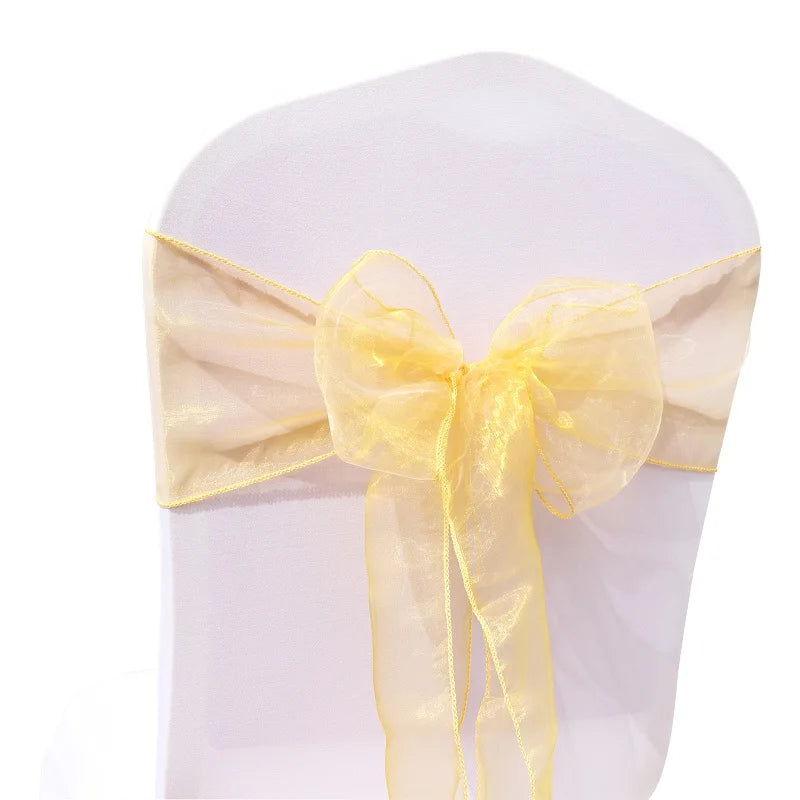 Organza Chair Sashes Bow Band Knot Chair Cover Tulle For Wedding Banquet Christmas Event Party Decoration party decoration