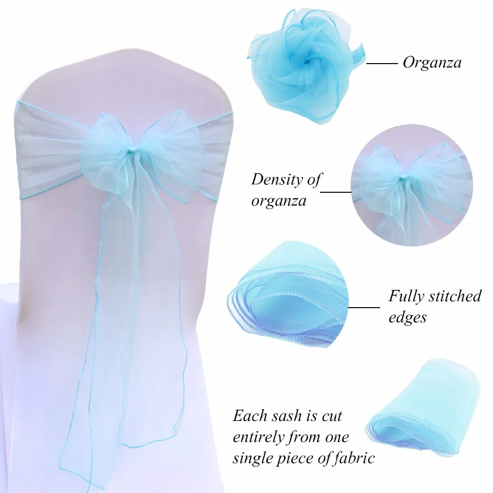 Organza Chair Sashes Bow Band Knot Chair Cover Tulle For Wedding Banquet Christmas Event Party Decoration party decoration