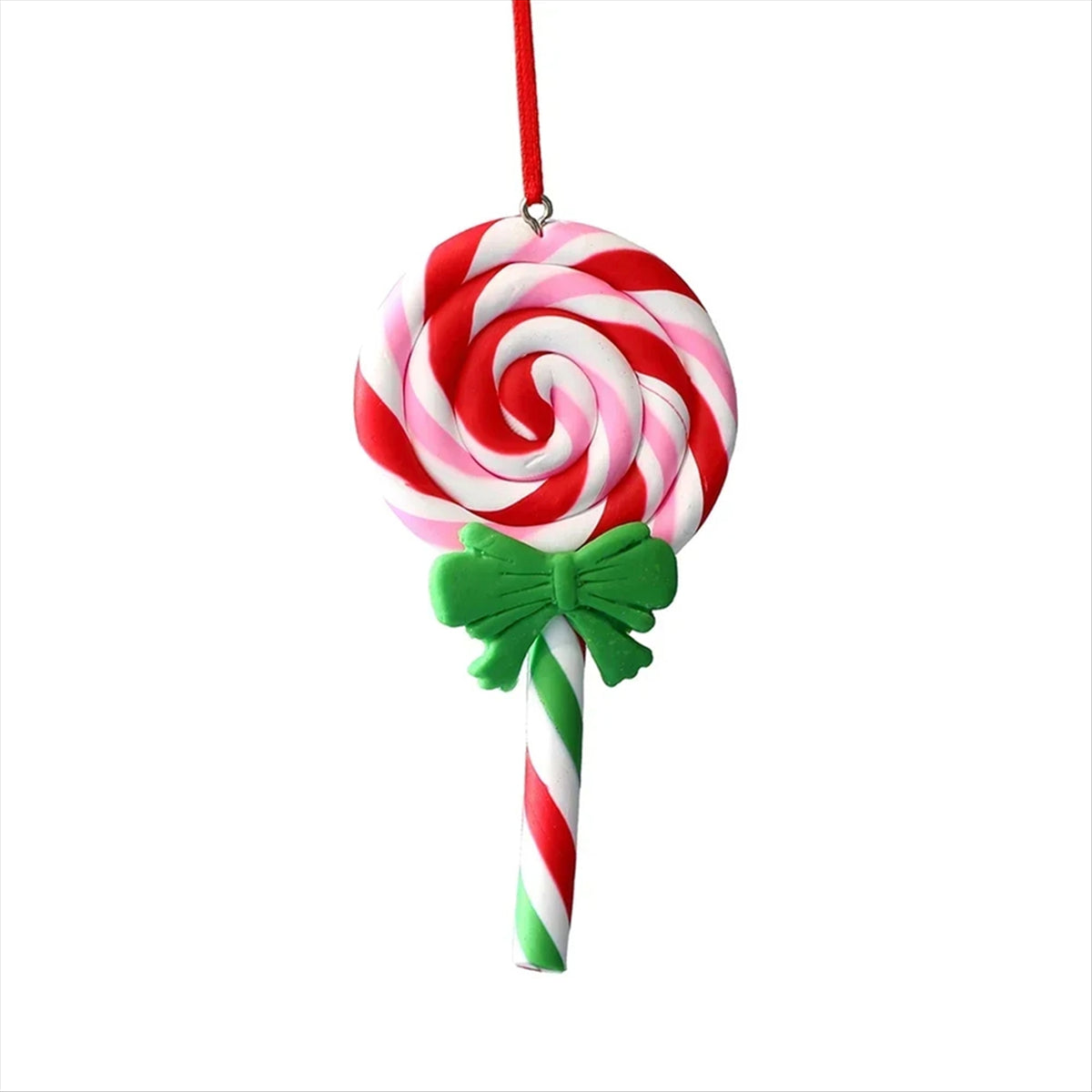 Christmas Tree Decoration Ornament Soft Clay Lollipop Red White Candy Cane Xmas Tree Pendant Christmas New Year Gift E