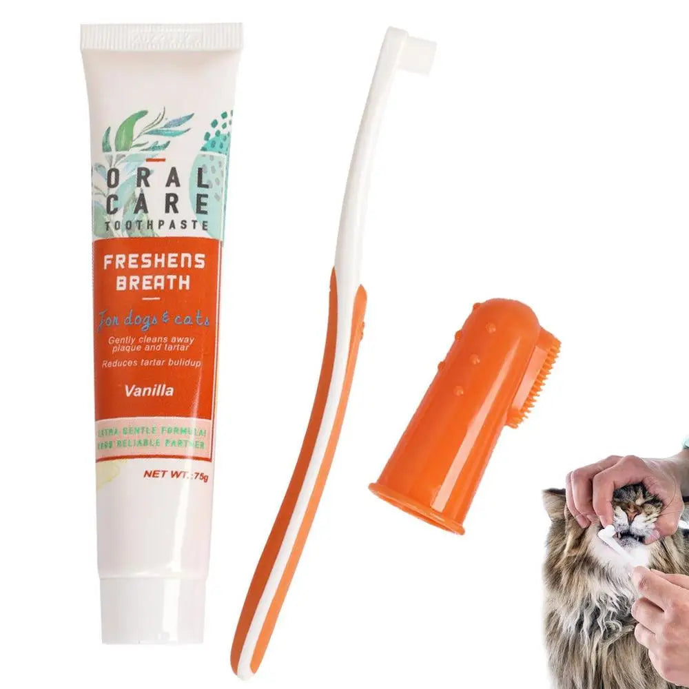 Dog Toothbrush Kit Cat Toothpaste And Finger Brush Finger Brush For Dogs Teeth And Toothpaste Pet Oral Teeth And Gum Care