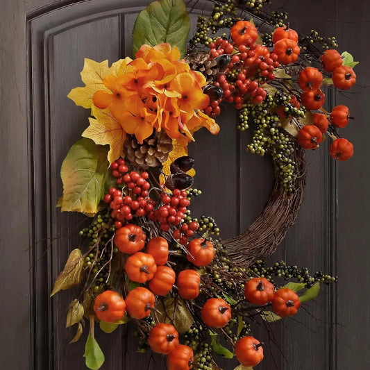 Harvest Festival Wreath Fall Wreaths for Thanksgiving Day Door Wreaths with pumpkin golden leaves christmas decorations Autumn