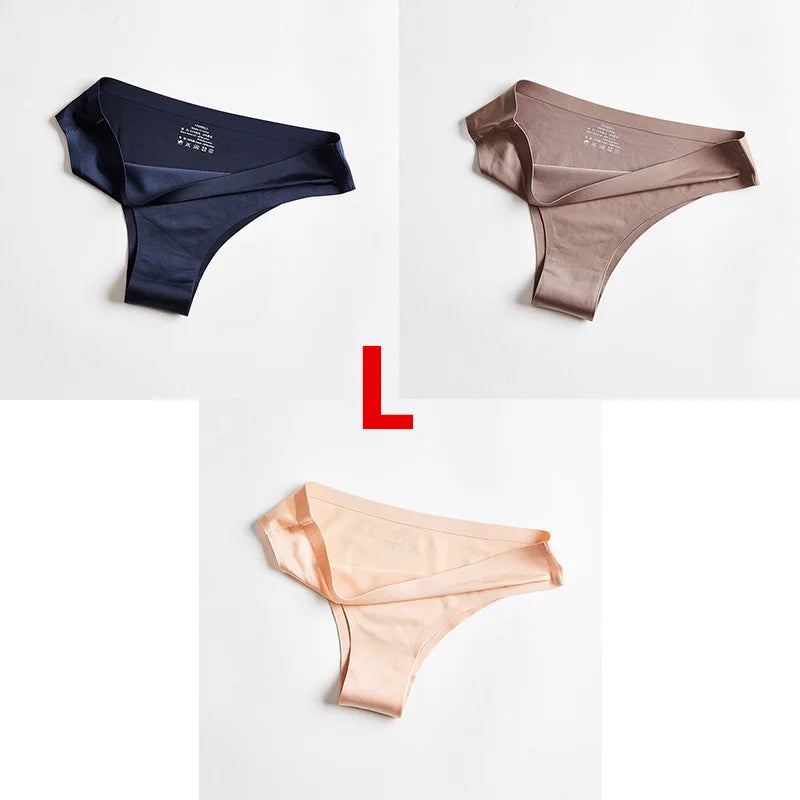 3Pcs Xiaomi Panties Briefs Panties Woman Underwear Sexy Seamless Thong T-back G-string Underpant Ice Silk Ladies Panties