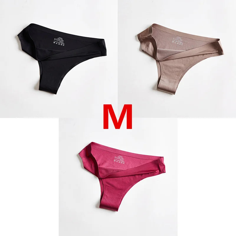 3Pcs Xiaomi Panties Briefs Panties Woman Underwear Sexy Seamless Thong T-back G-string Underpant Ice Silk Ladies Panties