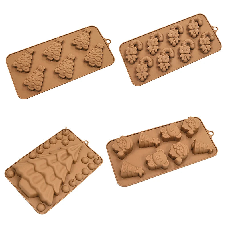 Sweety Baking Tools Christmas Tree Bear Santa Claus Design Chocolate Molds Silicone Candy Moulds Dessert Bakeware