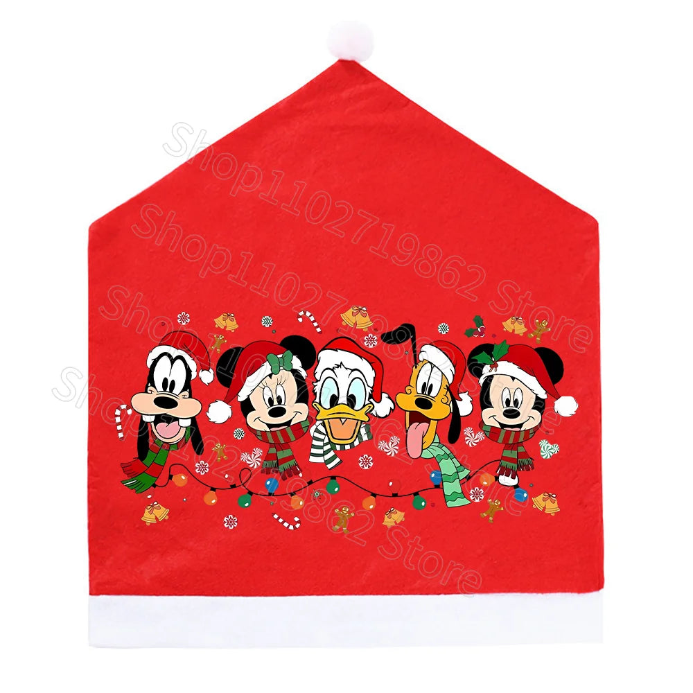 Minnie Mickey Mouse Christmas Chair Covers Decorations 2025 New Year Dinner Party Home Decor Xmas Cartoon Anime Graphic Print