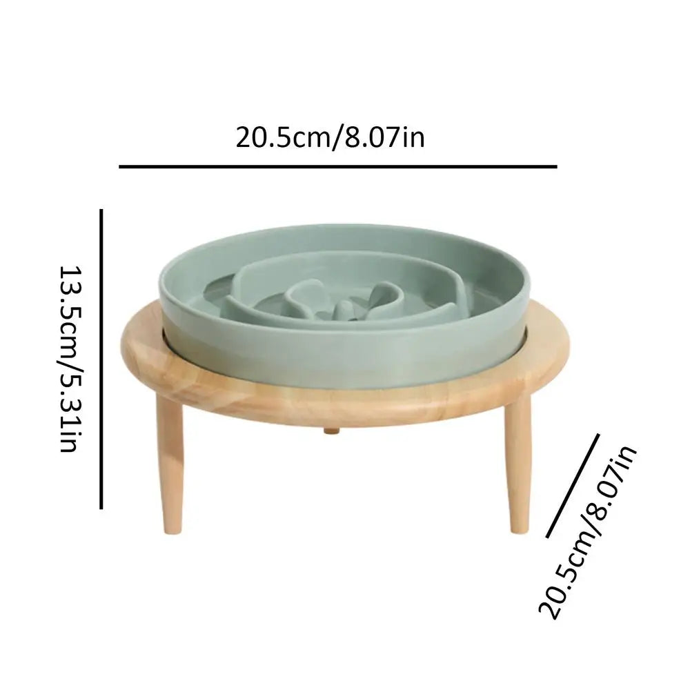 Dog Bowls Slow Feeder Anti Slip Ceramic Dog Feeding Bowl  Wood Elevated Base Feeding Supplies Slow Feeder Dishwasher Safe supply