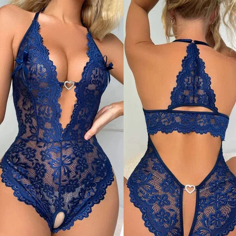 Navy Blue Deep V Bodysuit Lingere Dragonfly Casual Dresses Thong Underwear Open Costume Erotic Lingeries Fishnet Porn Sexy Bras