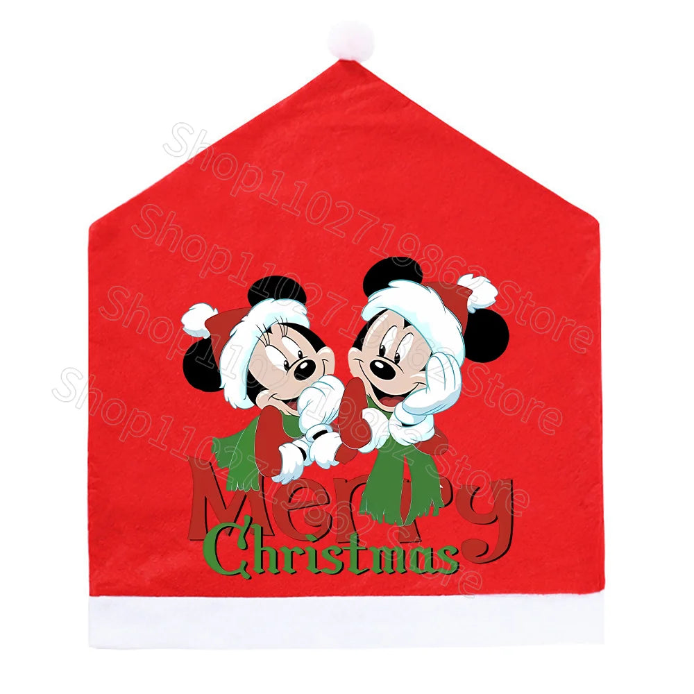 Minnie Mickey Mouse Christmas Chair Covers Decorations 2025 New Year Dinner Party Home Decor Xmas Cartoon Anime Graphic Print