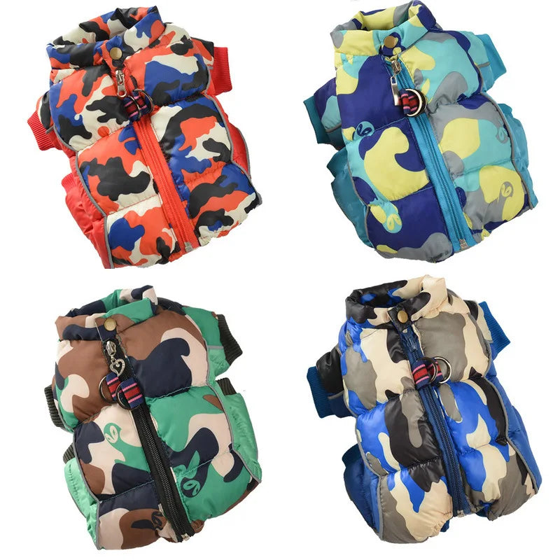 New Dog Clothing Autumn and Winter Pet Camo Cotton Coat Waterproof and Cold Resistant Dog Coat Jacket Four Legged Cotton Coat