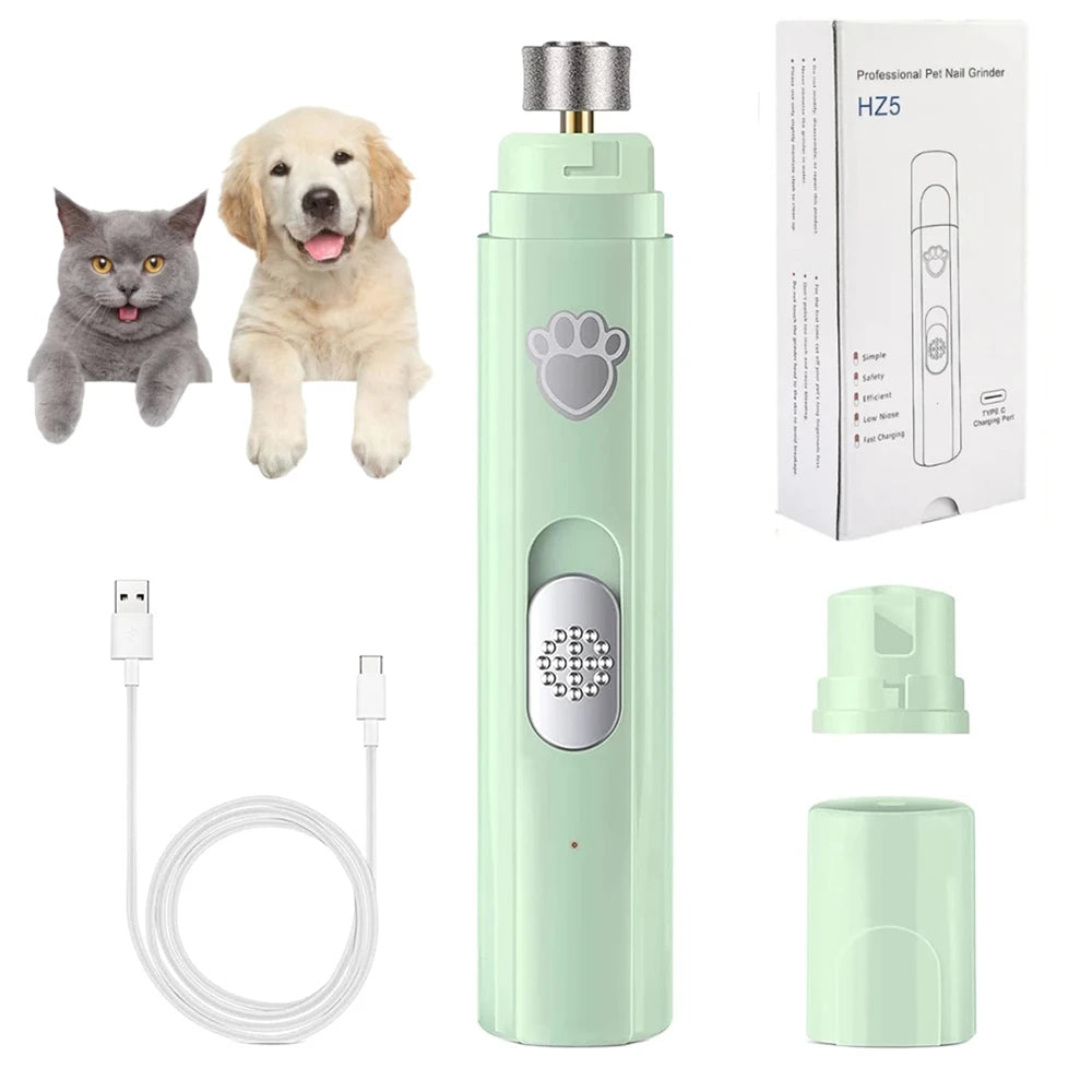 Dog Nail Grinder Pet Cat Dog Nail Trimmers Clippers Kit 2 Speed Rechargeable Electric Pet Cat Nail Grinder Quiet Low Noise