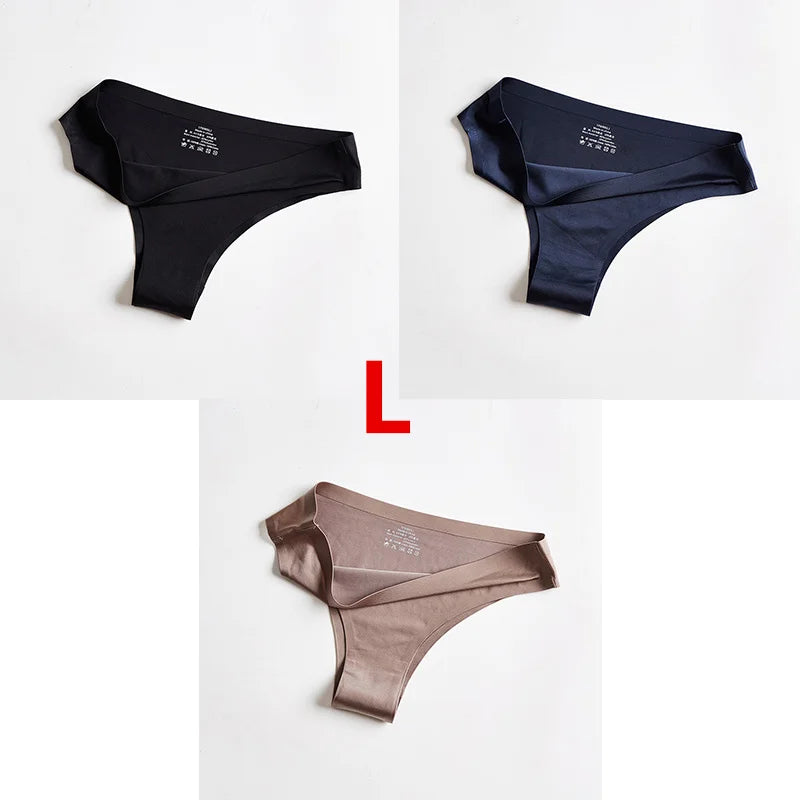 3Pcs Xiaomi Panties Briefs Panties Woman Underwear Sexy Seamless Thong T-back G-string Underpant Ice Silk Ladies Panties