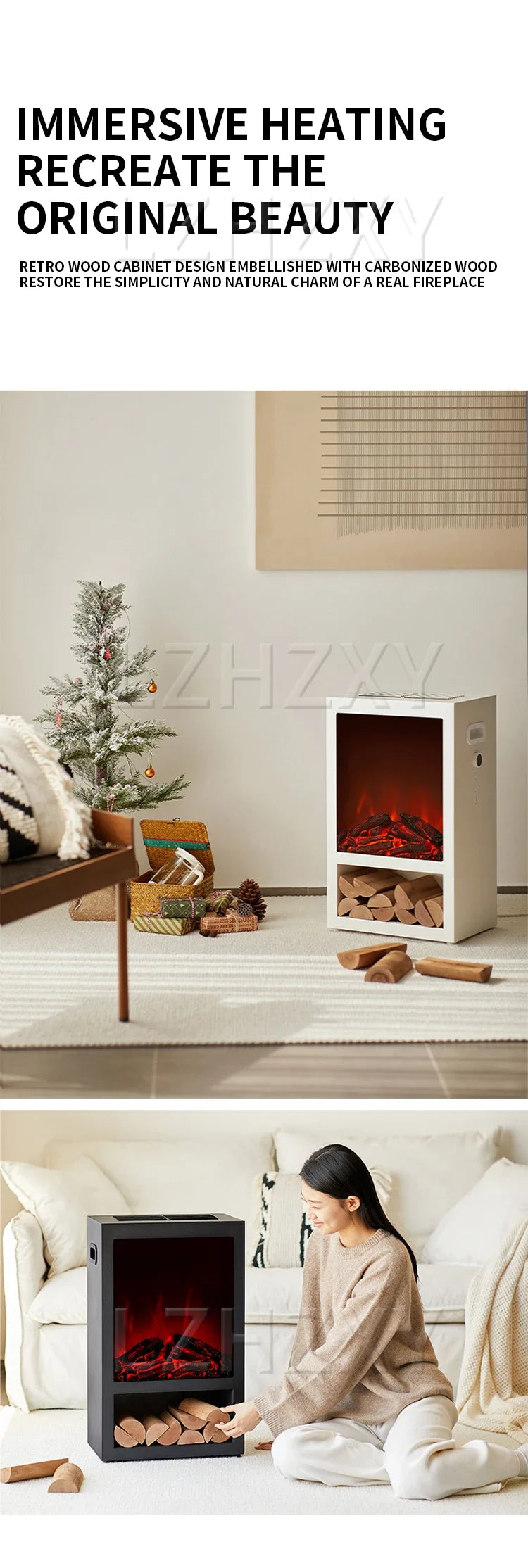 Electric Heater, Household Energy-saving Simulated Flame Electric Heater, Office Fireplace Heating, 20-40㎡ Indoor Heating