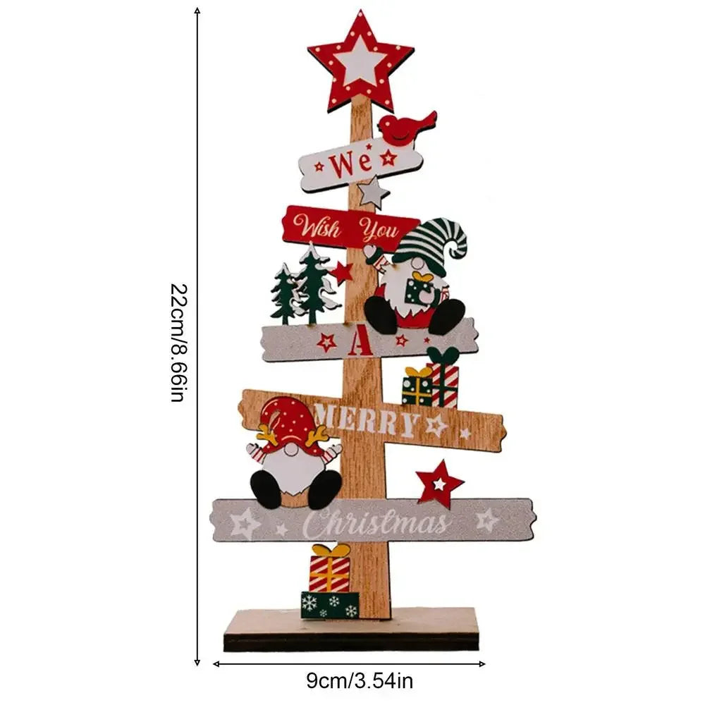 Christmas Xmas Tree Desktop Ornament Santa Claus DIY Decoration Wooden Merry Christmas Signs Plaque 2025 New Years Party Gifts