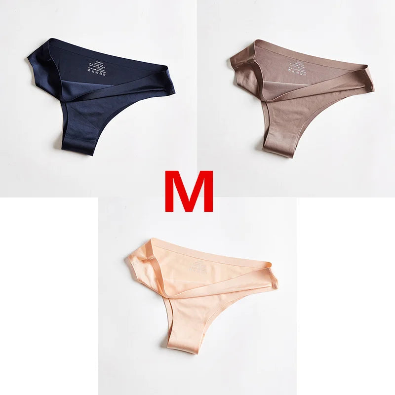 3Pcs Xiaomi Panties Briefs Panties Woman Underwear Sexy Seamless Thong T-back G-string Underpant Ice Silk Ladies Panties