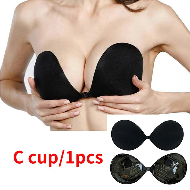 Nipple Cover Invisible Bra Push Up Silicone Bra for Wedding Sticky Reusable with Transparent Straps Backless Bikini Lingerie