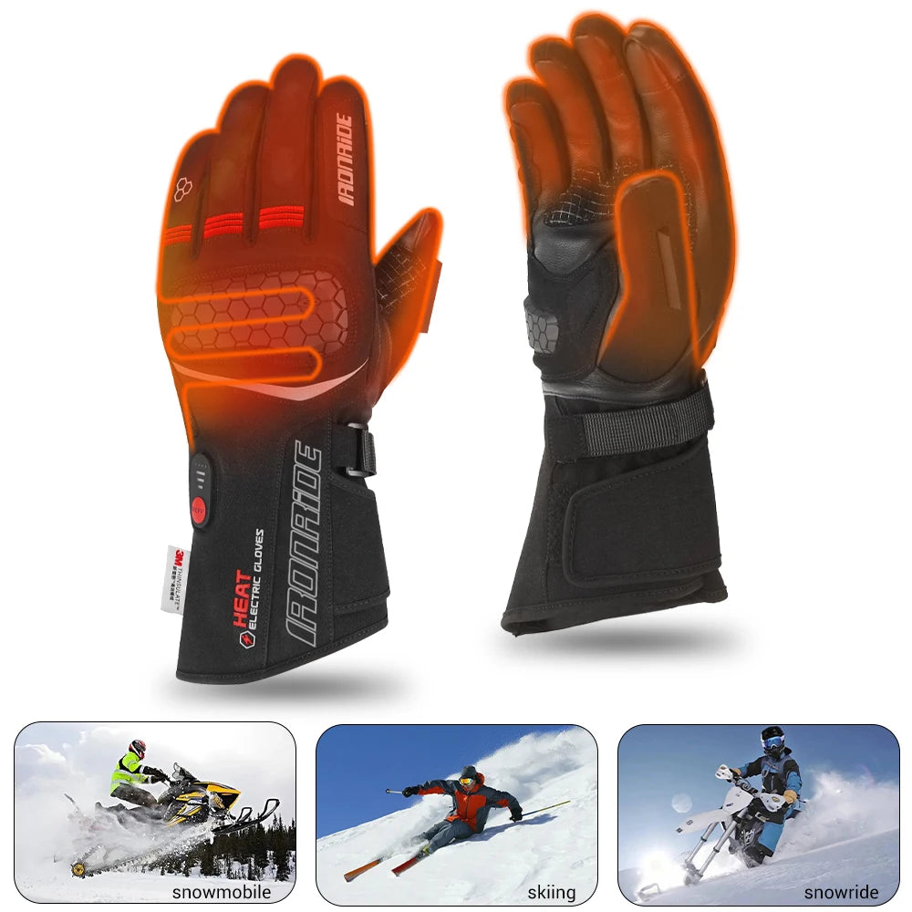 Heated Rechargeable Gloves Waterproof Electric Heated Gloves Thermal Heat Gloves Winter Warm Skiing Snowboarding Fishing Hunting