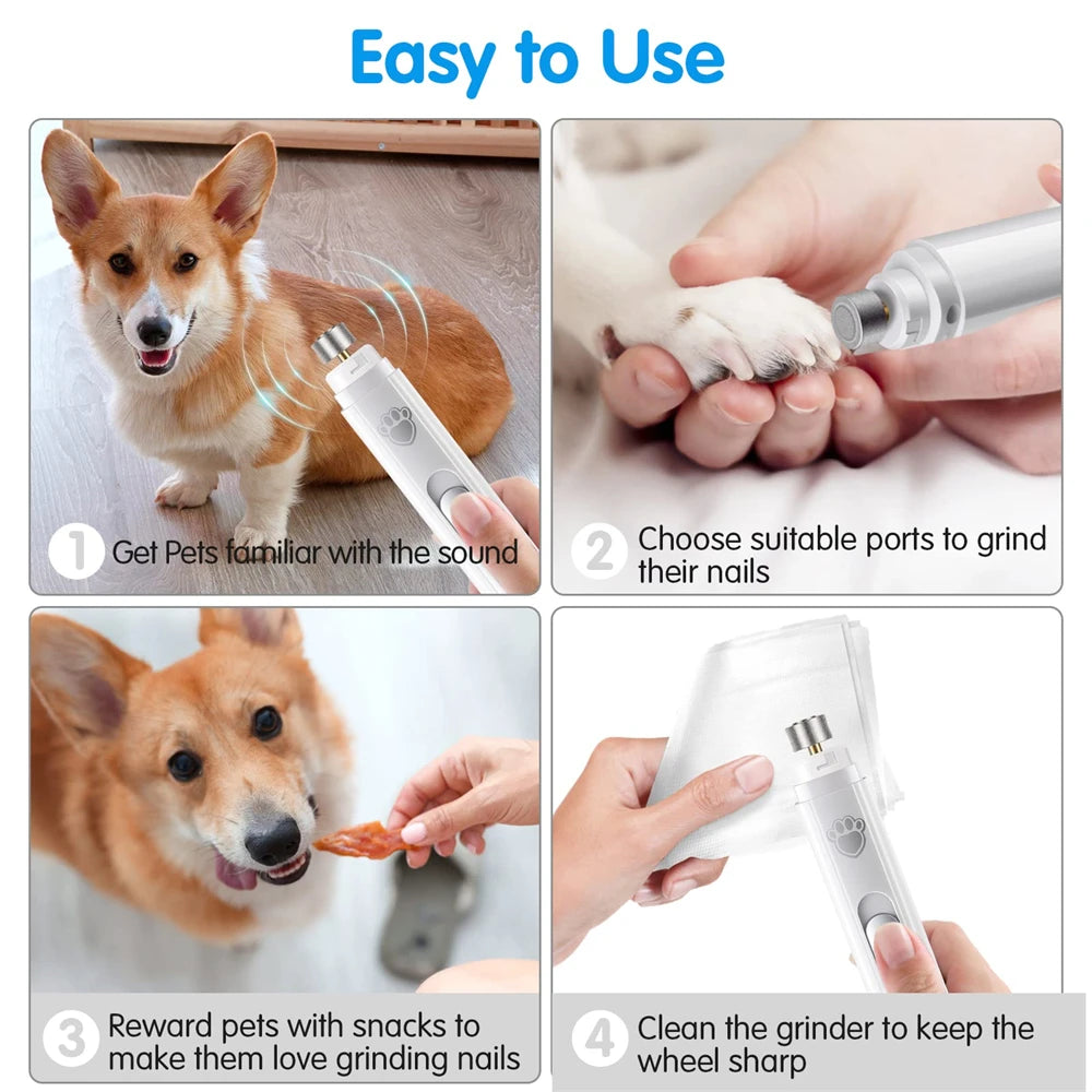 Dog Nail Grinder Pet Cat Dog Nail Trimmers Clippers Kit 2 Speed Rechargeable Electric Pet Cat Nail Grinder Quiet Low Noise