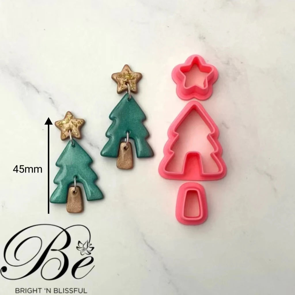 Clay Cutter Shape Christmas Tree Set 3 parts | Unique Shape | Polymer Clay Earring Cutters | UK | Clay Tools | Earring Cutters