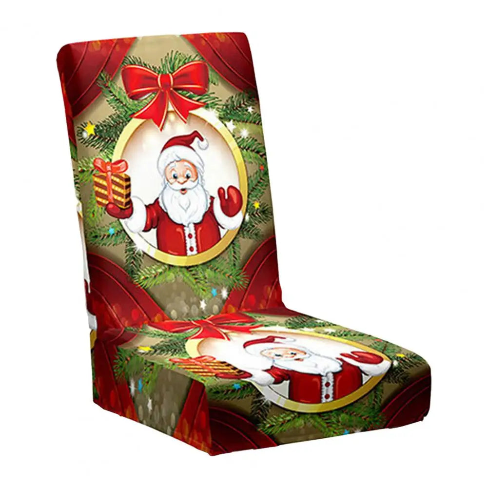 Christmas Chair Cover Dustproof Cartoon Santa Snowman Print New Year Xmas Party Decoration Stretchy Fabric Chair Case Navidad