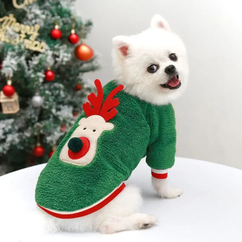 Dog Christmas Clothes Winter Warm Pet Clothes for Small Medium Dogs Elk Santa Claus Dog Cats Coat Hoodies Christmas Dogs Costume